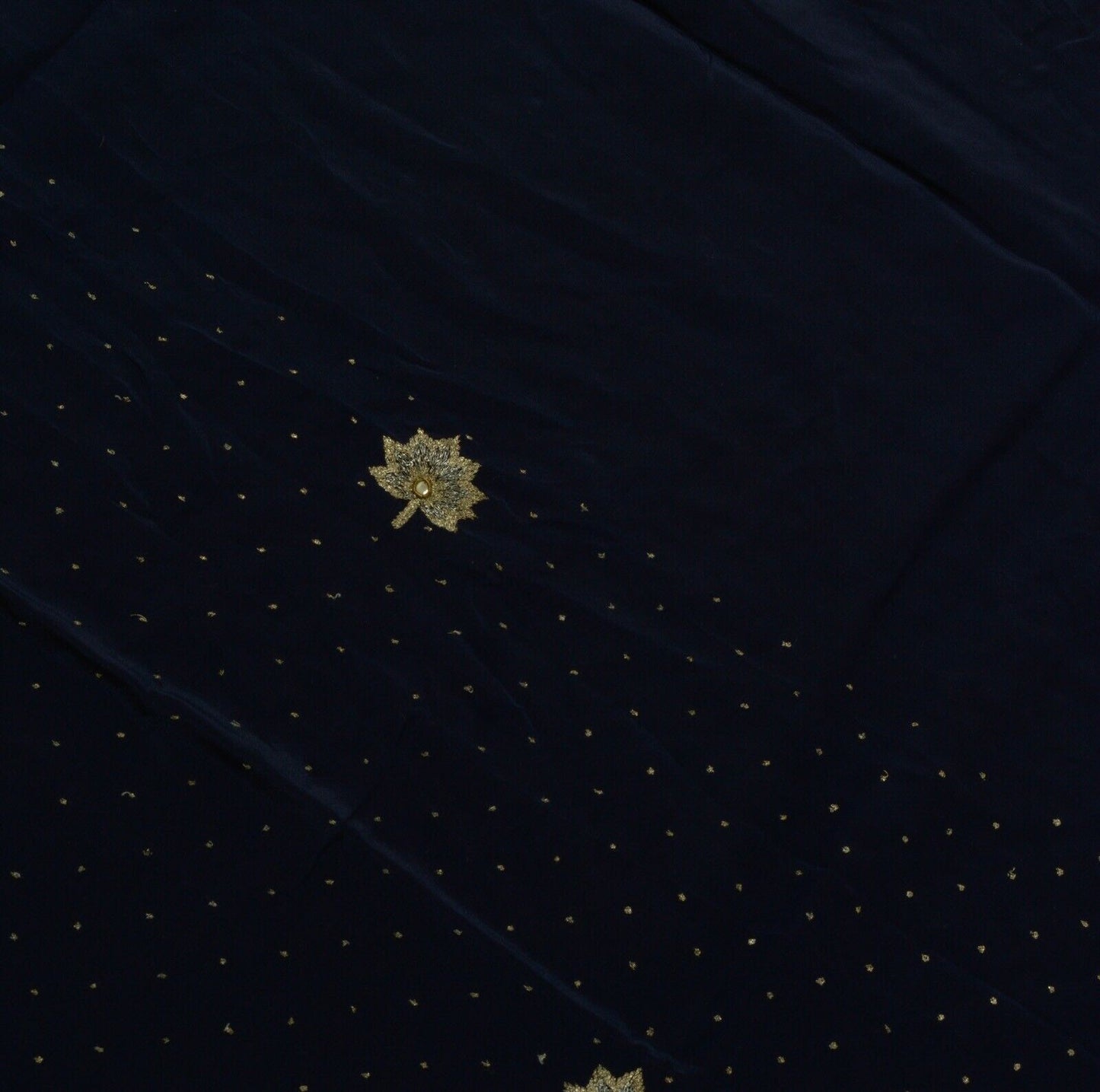 Vintage Saree Remnant Scrap Multi Purpose Craft Zari Embroidered Blue Fabric