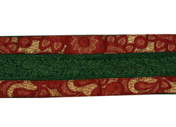 Vintage Saree Border Indian Craft Trim Floral Embroidered Green Ribbon Lace