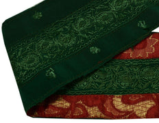 Vintage Saree Border Indian Craft Trim Floral Embroidered Green Ribbon Lace