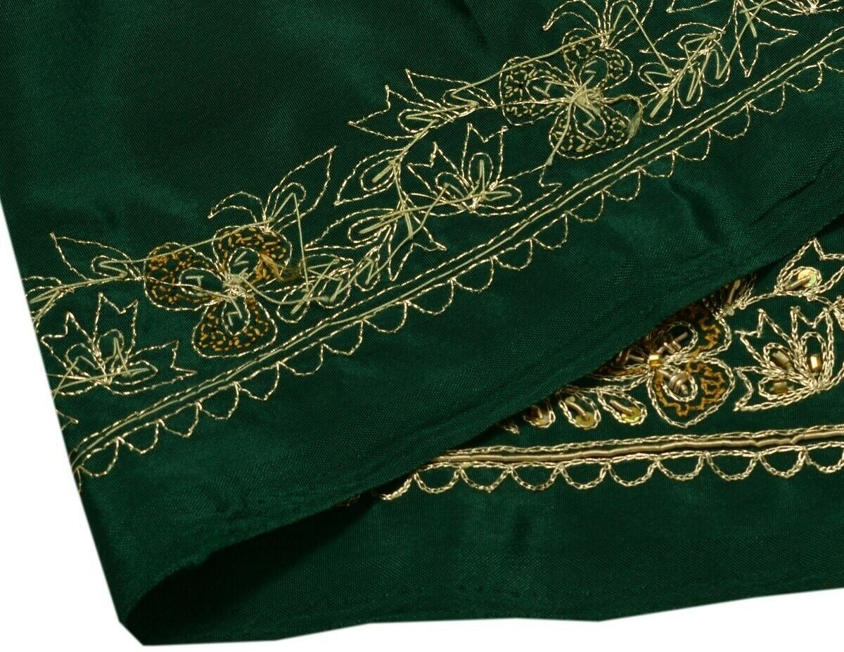 Vintage Sari Border Indian Craft Trim Hand Beaded Zardozi Embroidered Lace Green