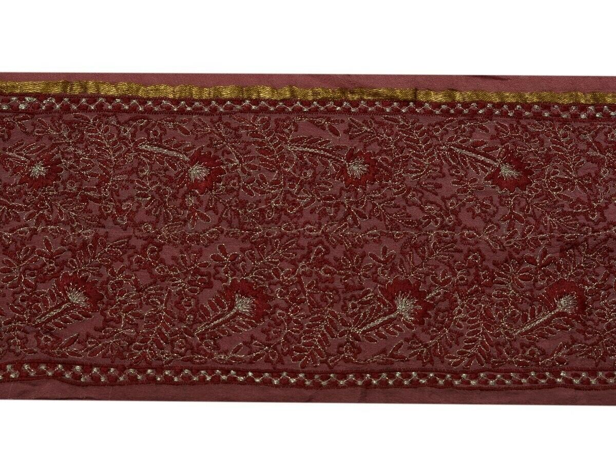 Vintage Saree Border Indian Craft Trim Floral Embroidered Sewing Ribbon Lace