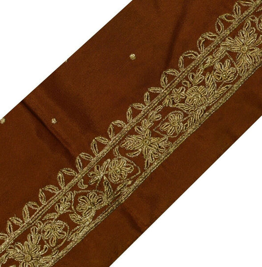 Vintage Sari Border Indian Craft Trim Hand Beaded Embroidered Ribbon Lace Rust