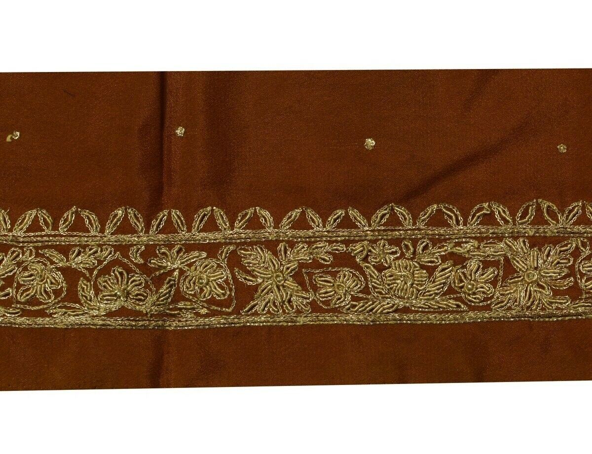 Vintage Sari Border Indian Craft Trim Hand Beaded Embroidered Ribbon Lace Rust