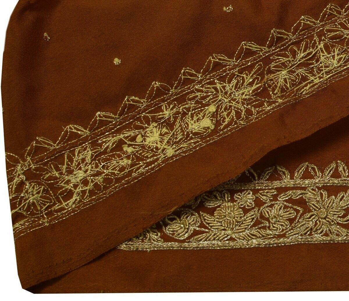 Vintage Sari Border Indian Craft Trim Hand Beaded Embroidered Ribbon Lace Rust