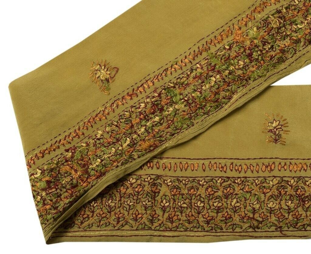 Vintage Saree Sewing Trim Indian Craft Border Hand Embroidered Ribbon Lace