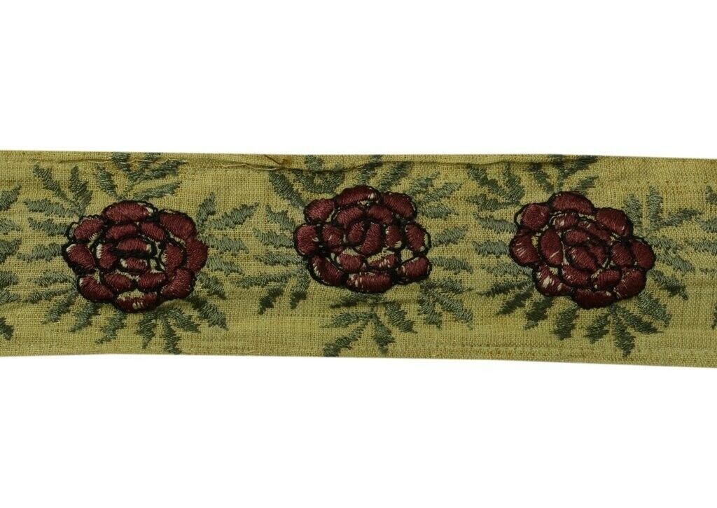 Vintage Sari Border Indian Craft Sewing Trim Floral Embroidered Ribbon Lace