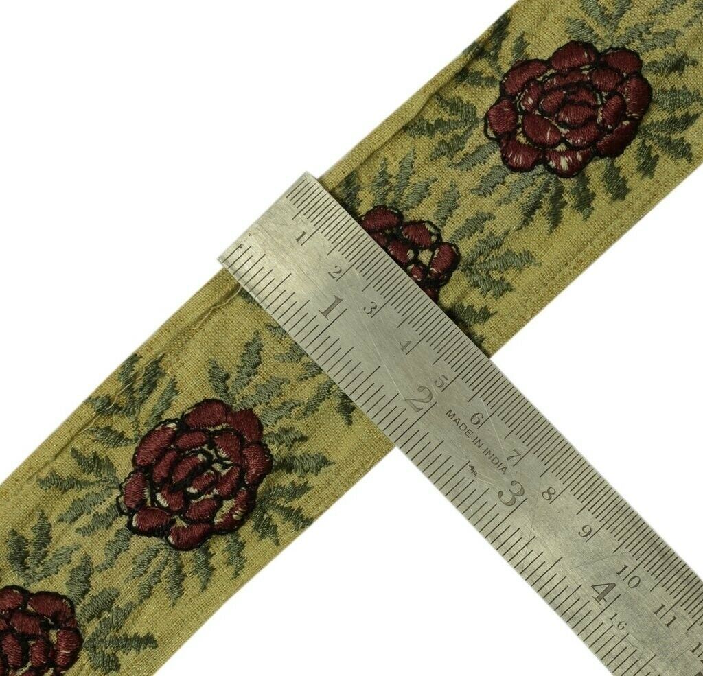 Vintage Sari Border Indian Craft Sewing Trim Floral Embroidered Ribbon Lace