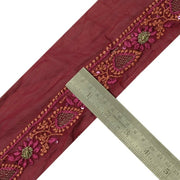 Vintage Sari Border Indian Craft Sewing Trim Hand Embroidered Lace Magenta