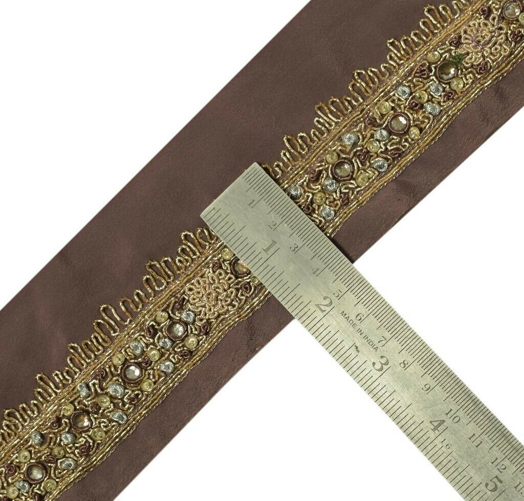 Vintage Sari Border Indian Craft Sewing Trim Hand Beaded Zardozi Ribbon Lace