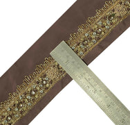 Vintage Sari Border Indian Craft Sewing Trim Hand Beaded Zardozi Ribbon Lace