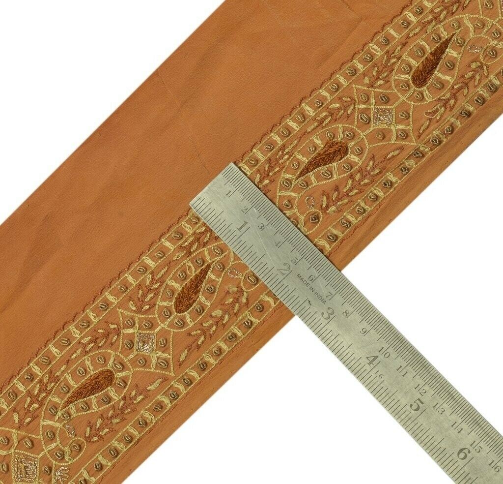 Vintage Sari Border Indian Craft Sewing Trim Hand Beaded Embroidered Ribbon Lace