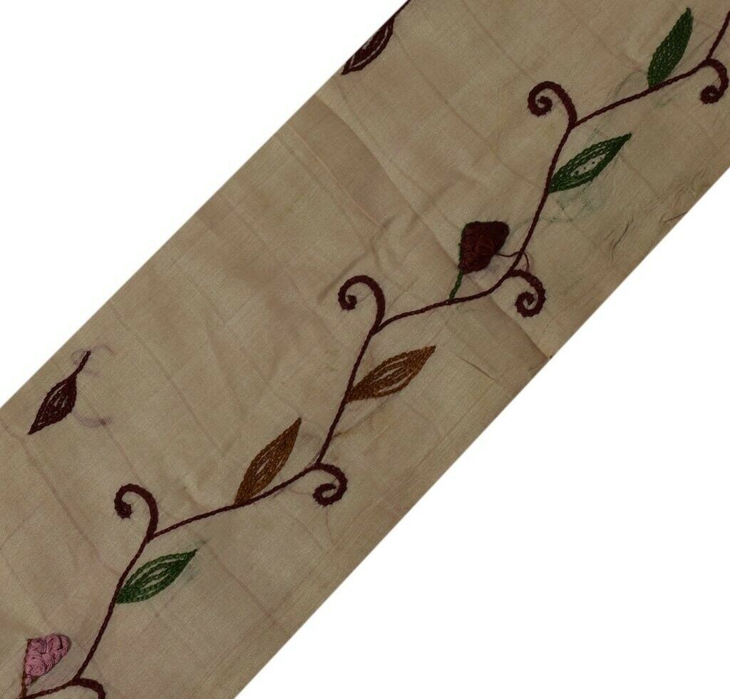 1.5" W Vintage Sari Border Indian Craft Sewing Trim Hand Embroidered Ribbon Lace