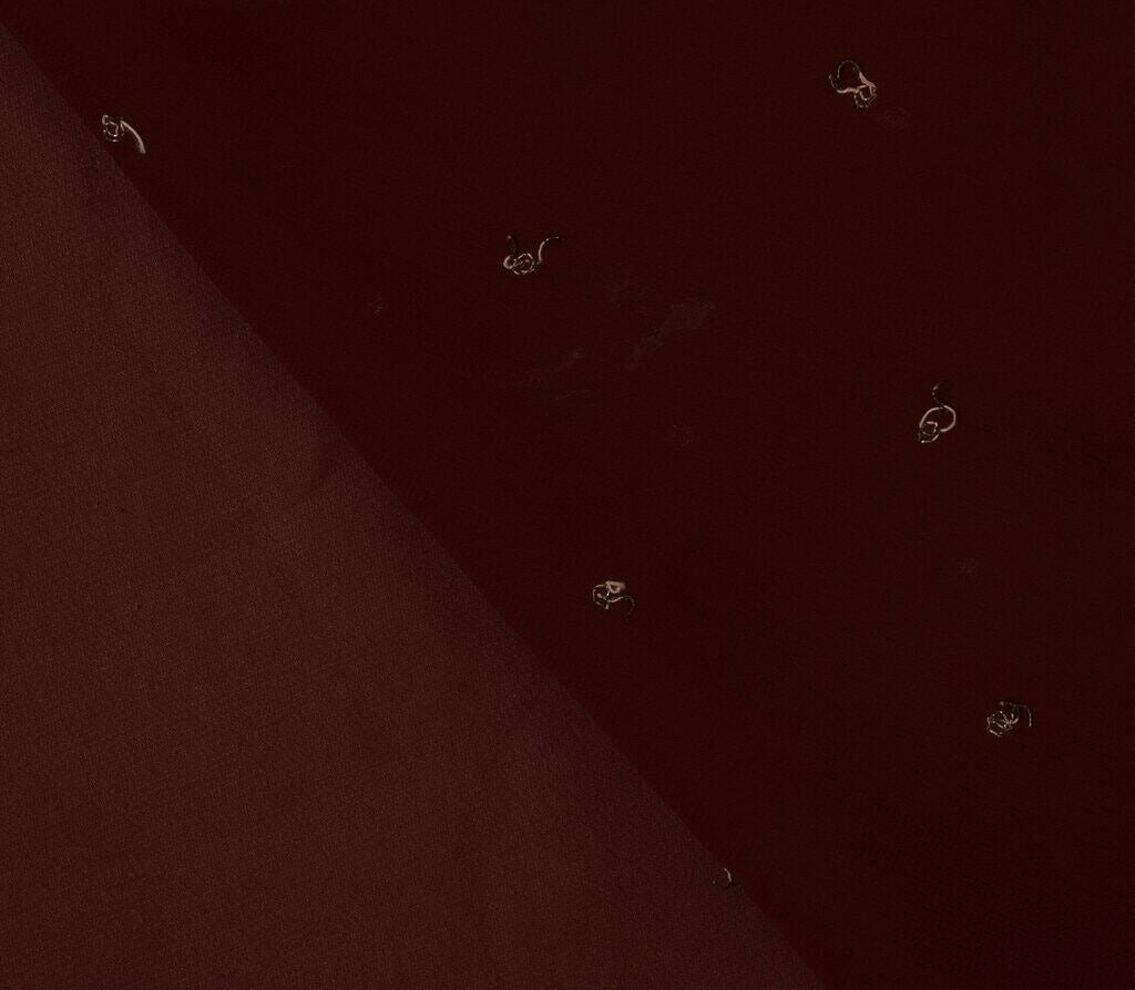 Blend Georgette Vintage Sari Remnant Scrap Fabric for Sewing Craft Maroon