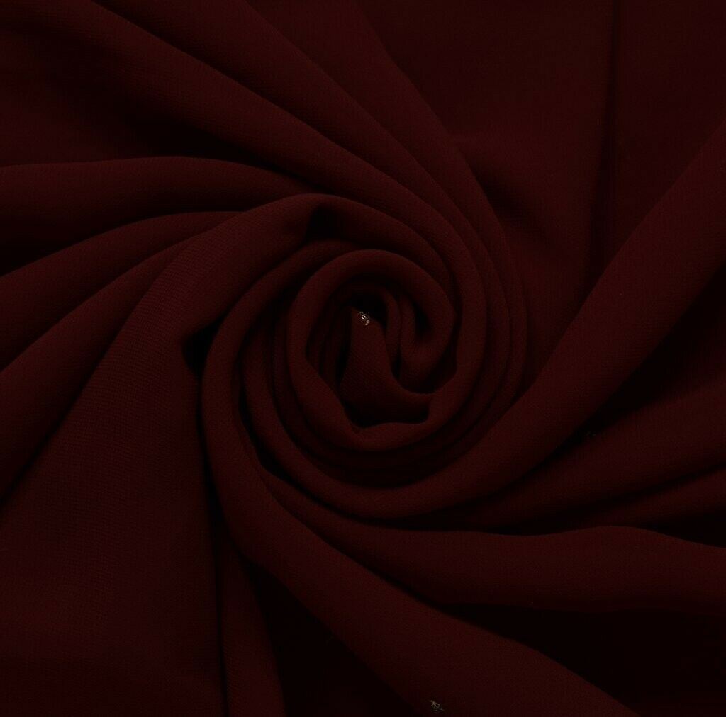 Blend Georgette Vintage Sari Remnant Scrap Fabric for Sewing Craft Maroon