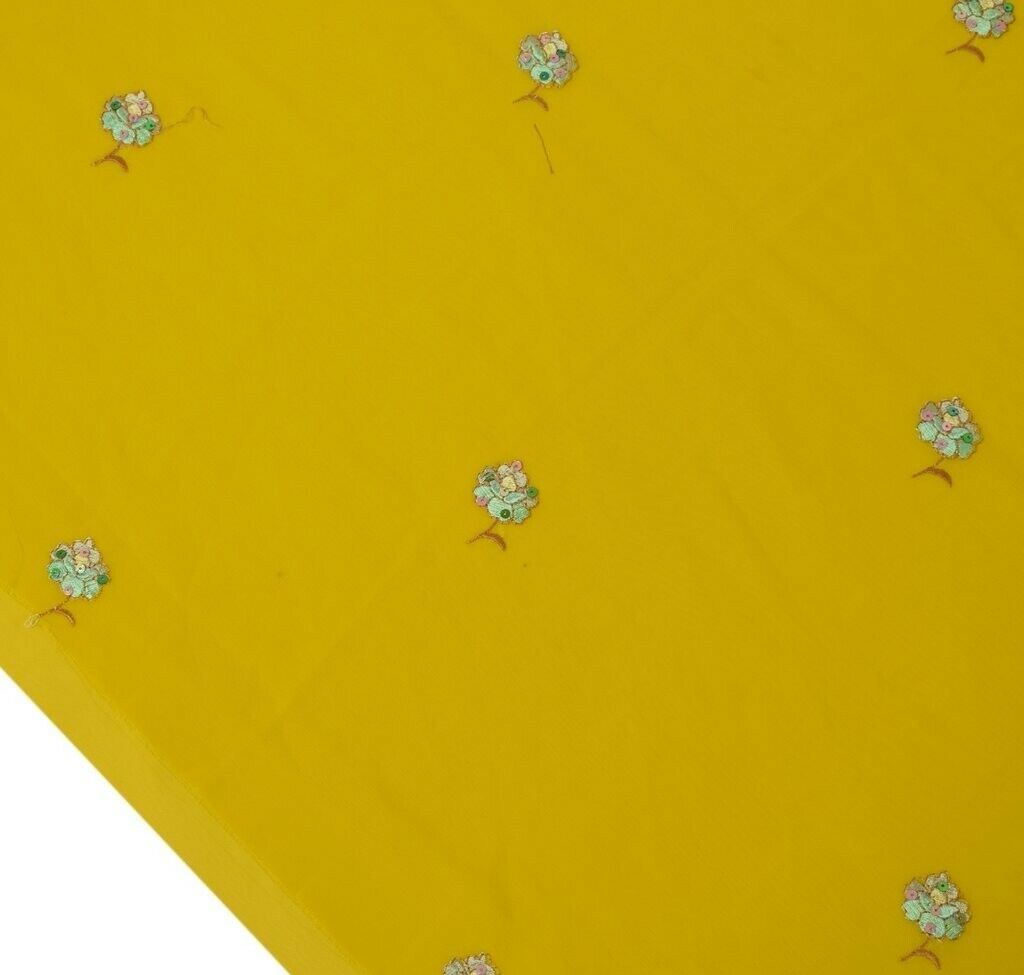 Blend Georgette Vintage Sari Remnant Scrap Fabric for Sewing Craft Green