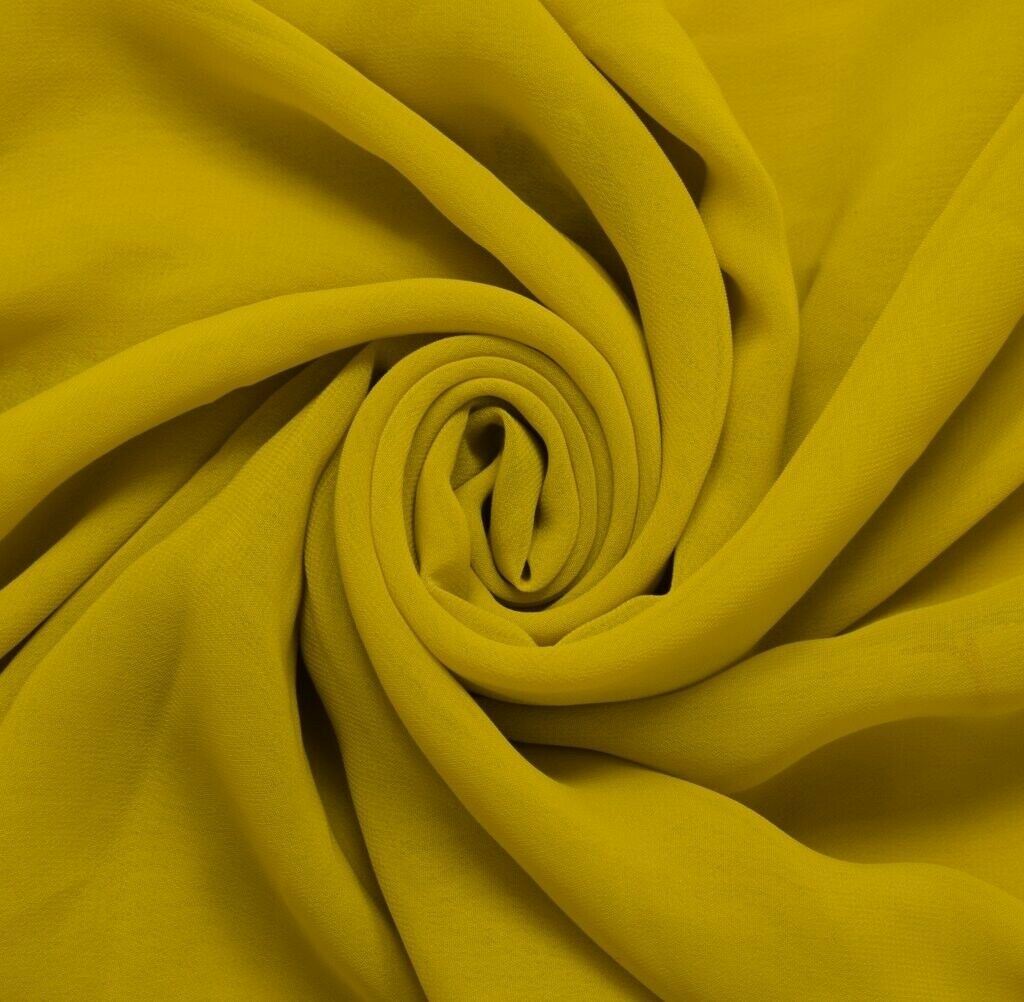 Blend Georgette Vintage Sari Remnant Scrap Fabric for Sewing Craft Green