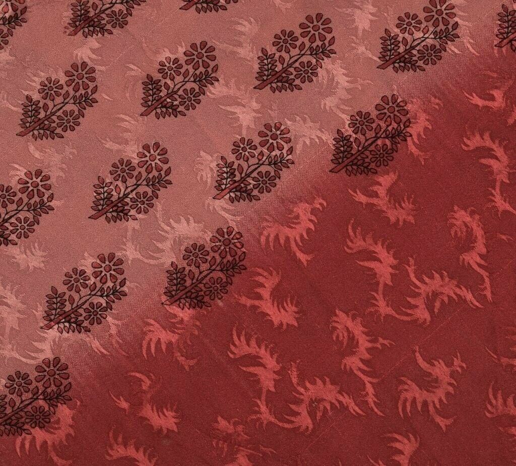 Blend Crepe Silk Vintage Sari Remnant Scrap Fabric for Sewing Craft Peach