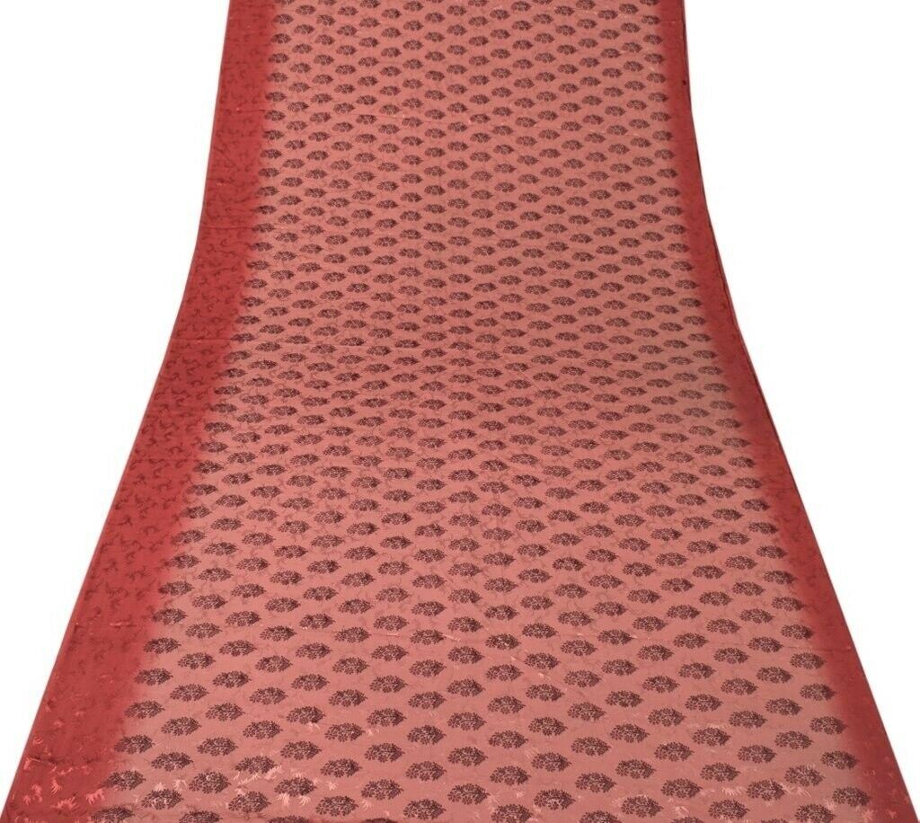 Blend Crepe Silk Vintage Sari Remnant Scrap Fabric for Sewing Craft Peach