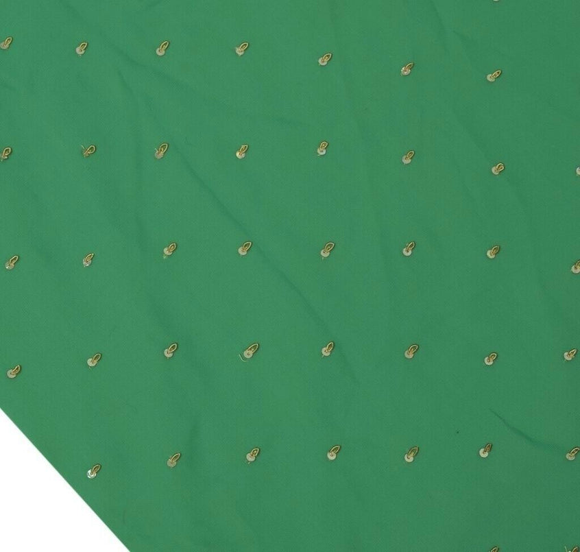 Blend Georgette Silk Vintage Sari Remnant Scrap Fabric for Sewing Craft Green