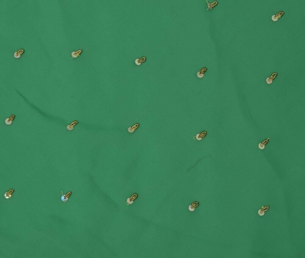 Blend Georgette Silk Vintage Sari Remnant Scrap Fabric for Sewing Craft Green