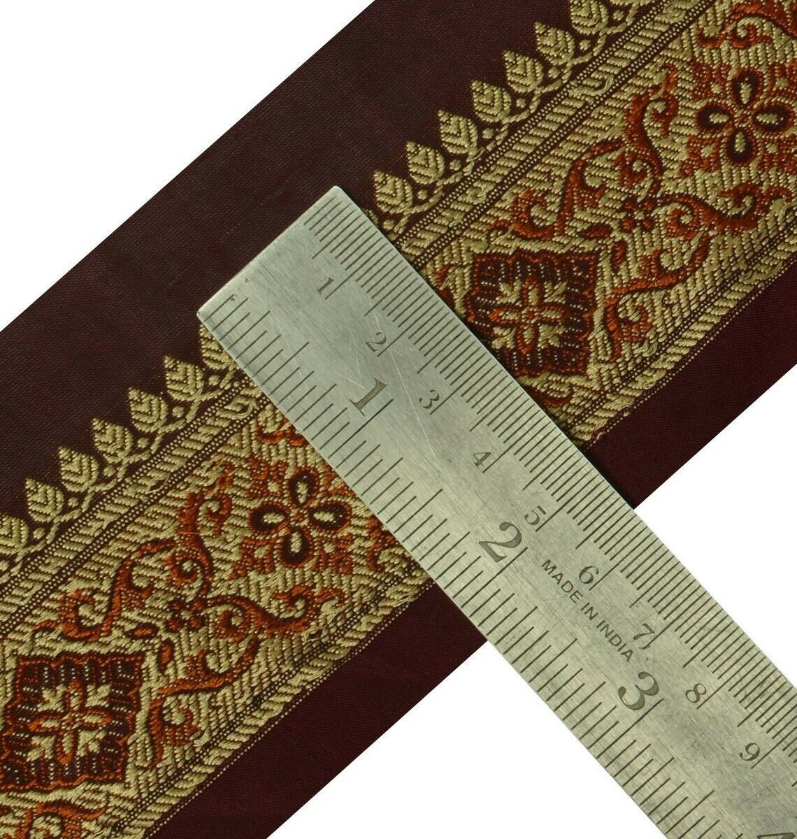 Vintage Sari Border Indian Craft Trim Woven Pure Silk Purples Sewing Ribbon Lace
