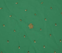 Blend Georgette Silk Vintage Sari Remnant Scrap Fabric for Sewing Craft Green