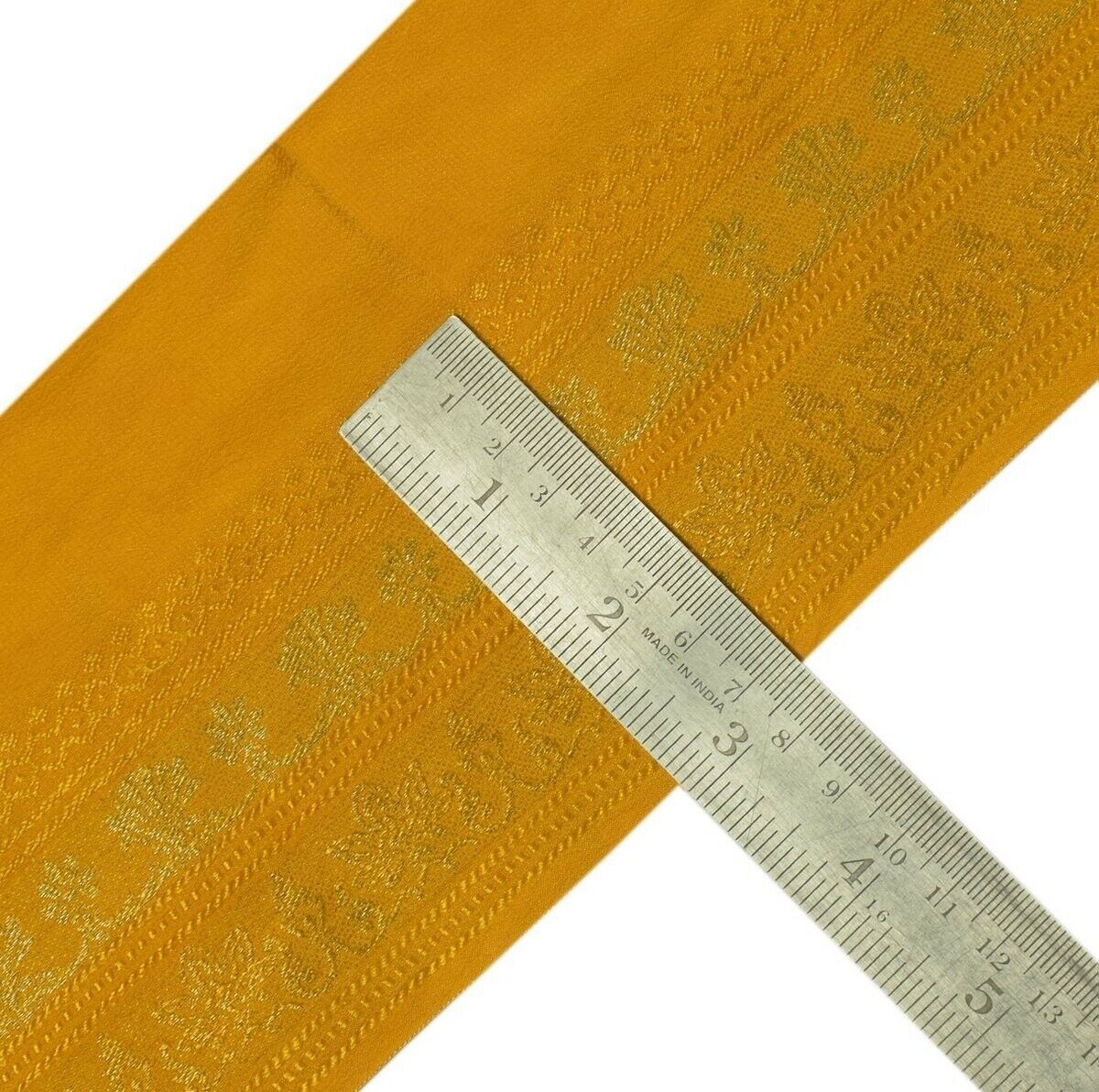 Vintage Sari Border Indian Craft Trim Woven Mustard Sewing Ribbon Lace