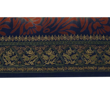 3" W Vintage Sari Border Indian Craft Trim Embroidered Blue Sewing Ribbon Lace