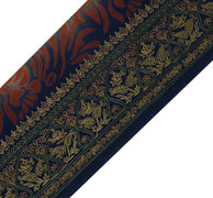 3" W Vintage Sari Border Indian Craft Trim Embroidered Blue Sewing Ribbon Lace