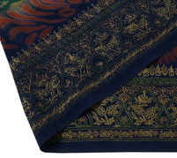 3" W Vintage Sari Border Indian Craft Trim Embroidered Blue Sewing Ribbon Lace