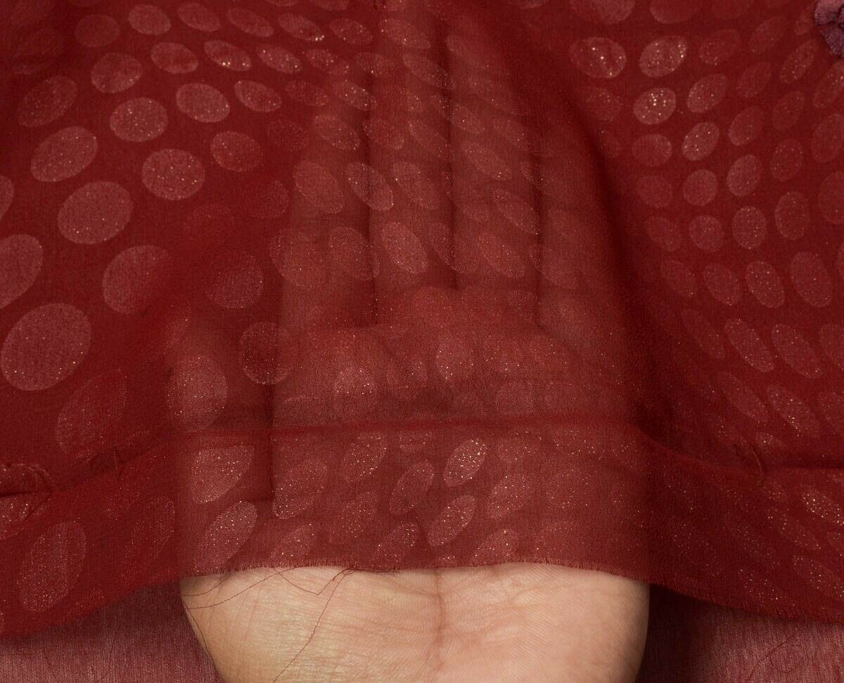 Blend Georgette Silk Vintage Sari Remnant Scrap Fabric for Sewing Craft Maroon