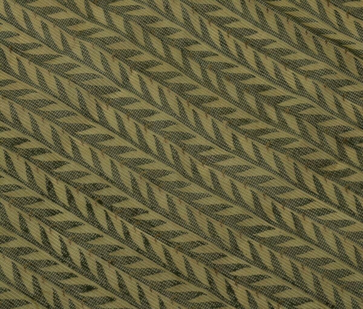 Vintage Sari Remnant Printed Scrap Supernet Fabric for Sewing Craft Green