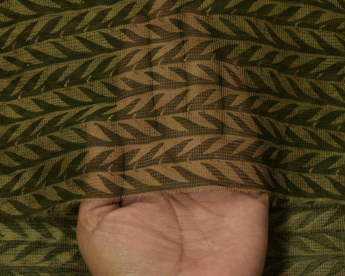 Vintage Sari Remnant Printed Scrap Supernet Fabric for Sewing Craft Green