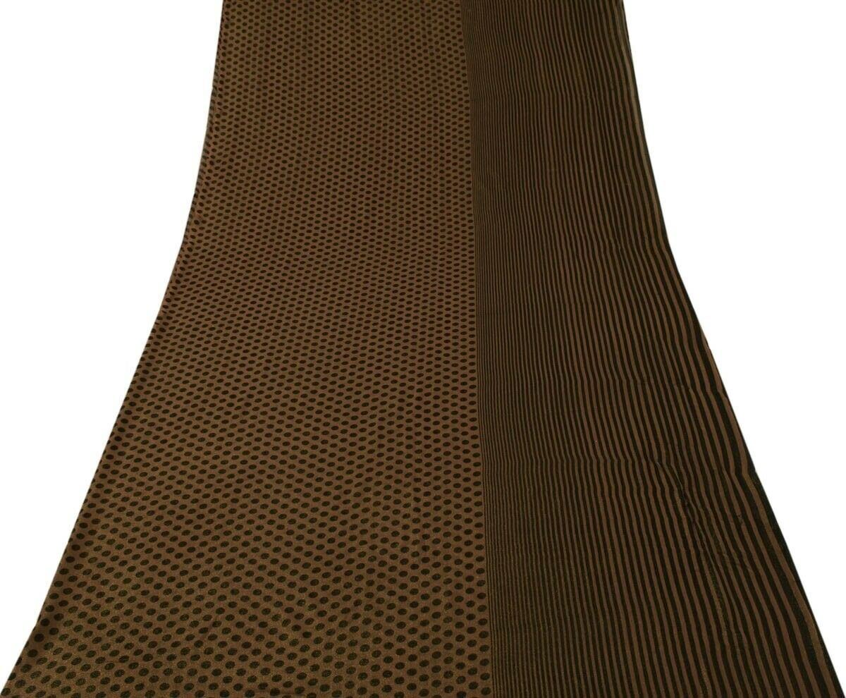 Blend Georgette Silk Vintage Sari Remnant Scrap Fabric for Sewing Craft Brown