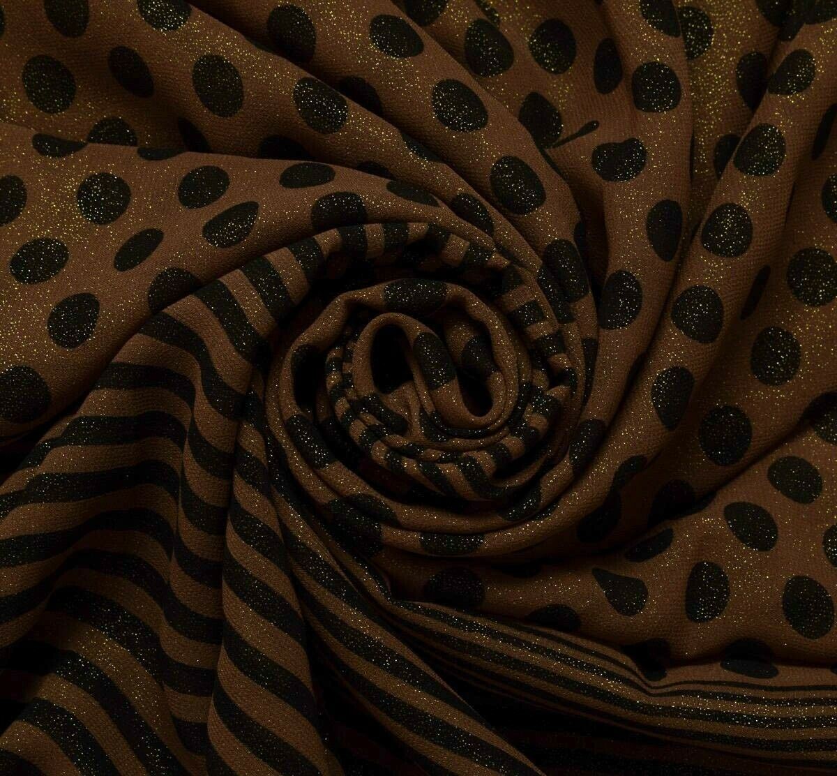 Blend Georgette Silk Vintage Sari Remnant Scrap Fabric for Sewing Craft Brown