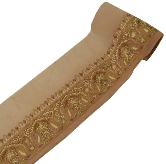 Vintage Sari Border Indian Craft Sewing Trim Embroidered Brown Edging Lace