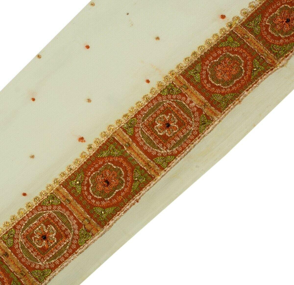 Vintage Sari Border Indian Craft Sewing Trim Woven Embroidered Ribbon Rust Lace