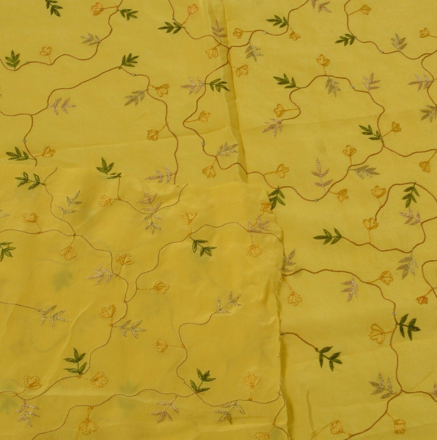 Vintage Saree Remnant Scrap Multi Purpose Craft Thread Embroidered Fabric