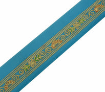 Vintage Saree Border Craft Trim Antique Lace Embroidered Turquoise Blue Ribbon