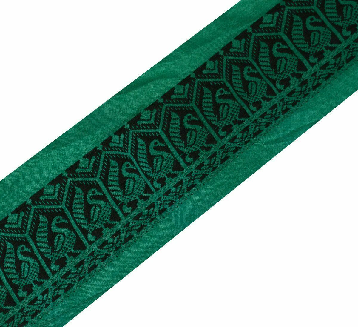 Vintage Saree Border Indian Craft Trim Antique Lace Woven Birds Green Ribbon