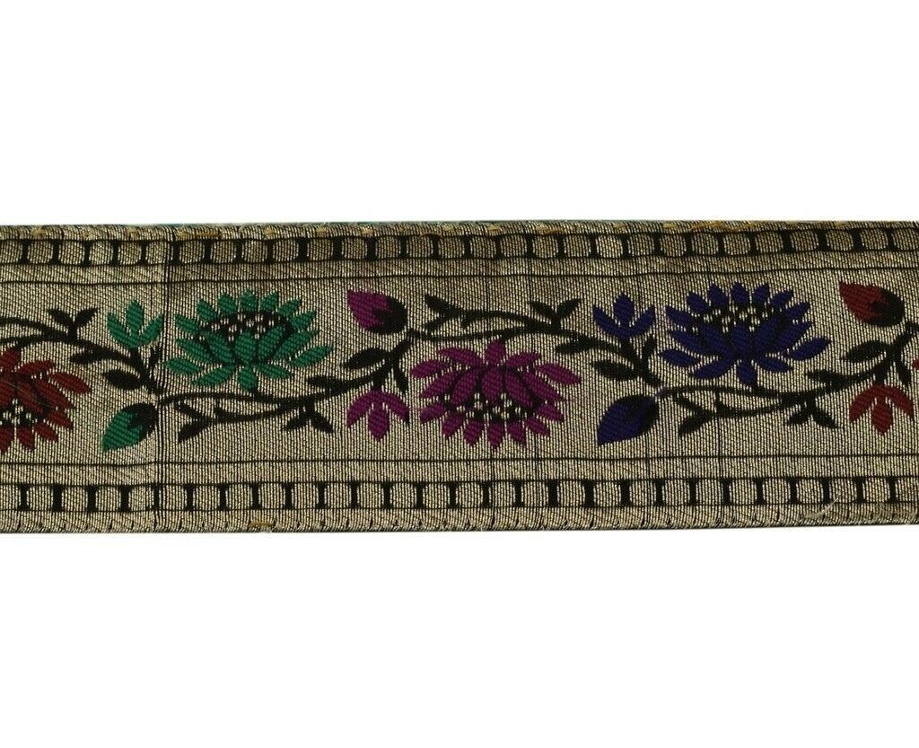 Vintage Sari Border Indian Craft Sewing Trim Zari Woven Menedaar Ribbon Lace