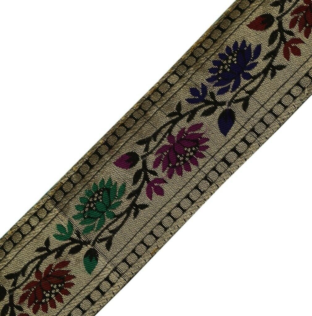 Vintage Sari Border Indian Craft Sewing Trim Zari Woven Menedaar Ribbon Lace