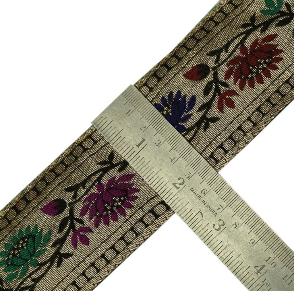 Vintage Sari Border Indian Craft Sewing Trim Zari Woven Menedaar Ribbon Lace
