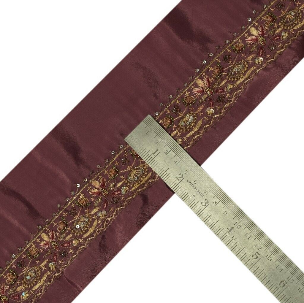 1.5" W Vintage Sari Border Indian Craft Sewing Trim Hand Embroidered Ribbon Lace