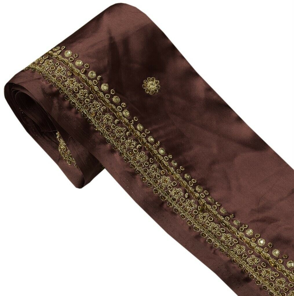 Vintage Sari Border Indian Craft Sewing Trim Hand Beaded Embroidered Ribbon Lace