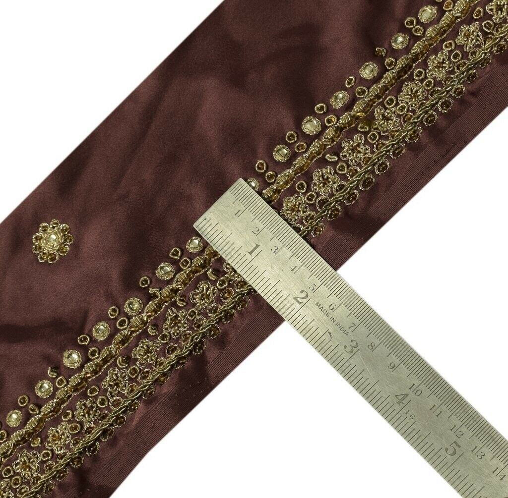 Vintage Sari Border Indian Craft Sewing Trim Hand Beaded Embroidered Ribbon Lace
