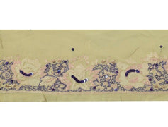 2" W Vintage Sari Border Indian Craft Sewing Trim Embroidered Ribbon Lace Cream