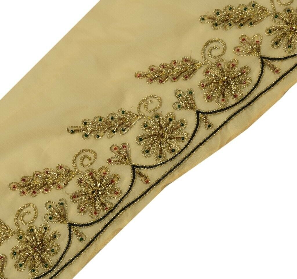 Vintage Sari Border Indian Craft Sewing Trim Hand Beaded Embroidered Ribbon Lace