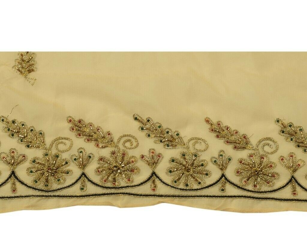 Vintage Sari Border Indian Craft Sewing Trim Hand Beaded Embroidered Ribbon Lace