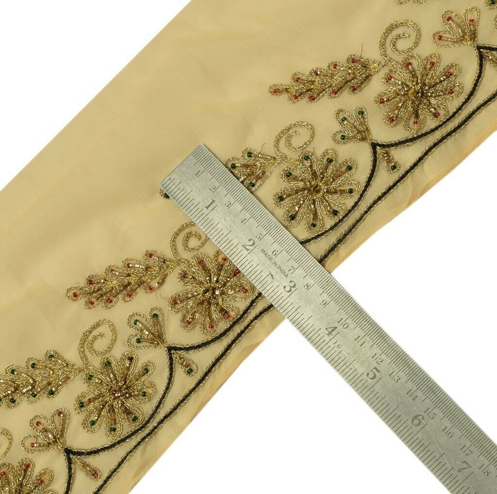 Vintage Sari Border Indian Craft Sewing Trim Hand Beaded Embroidered Ribbon Lace